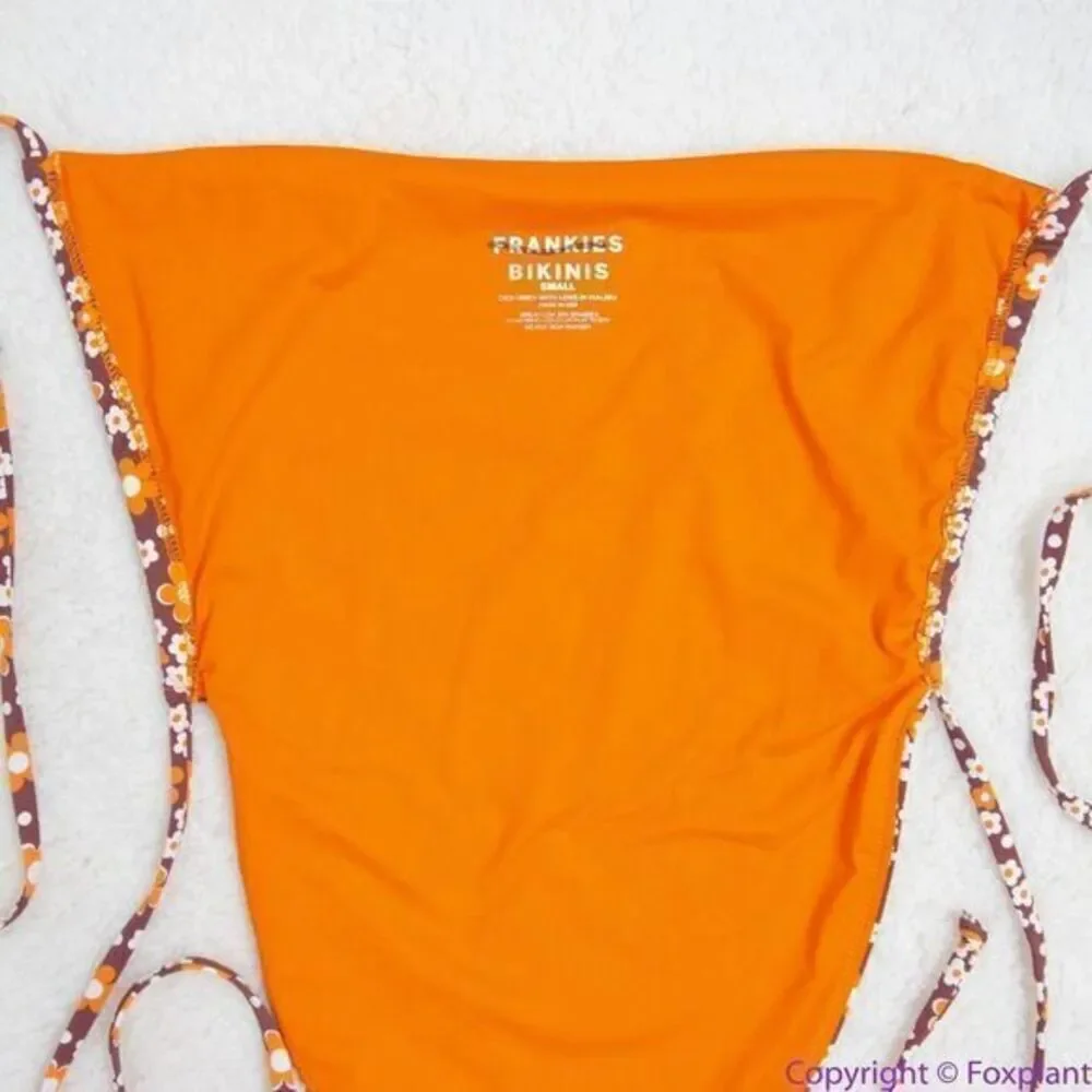 NEW Frankies Bikinis retro Indy floral halter cowl swim top,‎ S